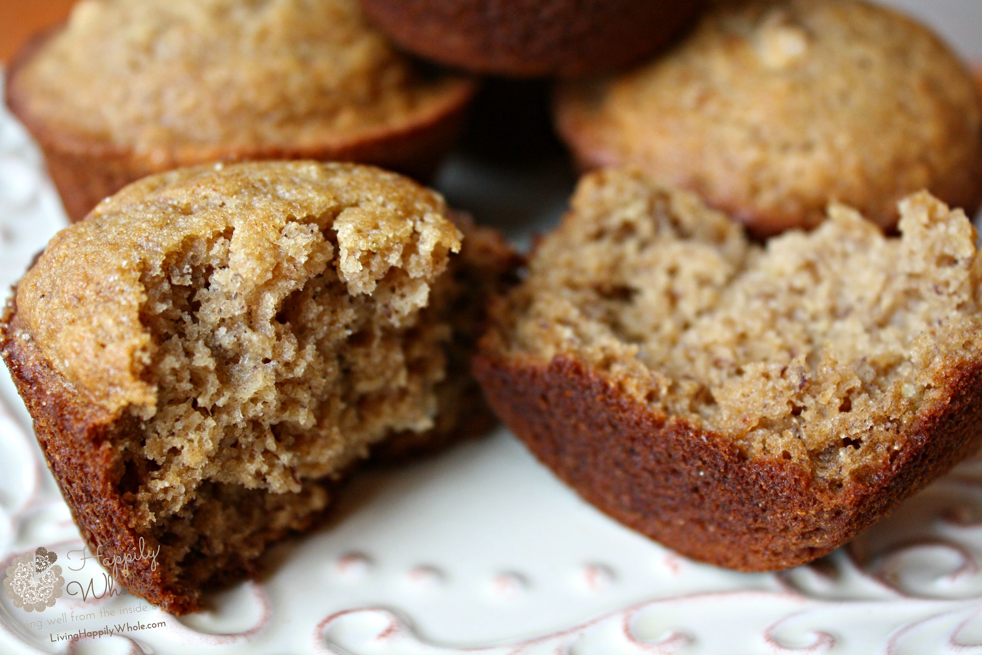 Good Morning Banana Muffins, gluten free Happily Whole
